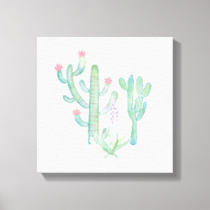Toile Aquarelle bohémienne Cactus