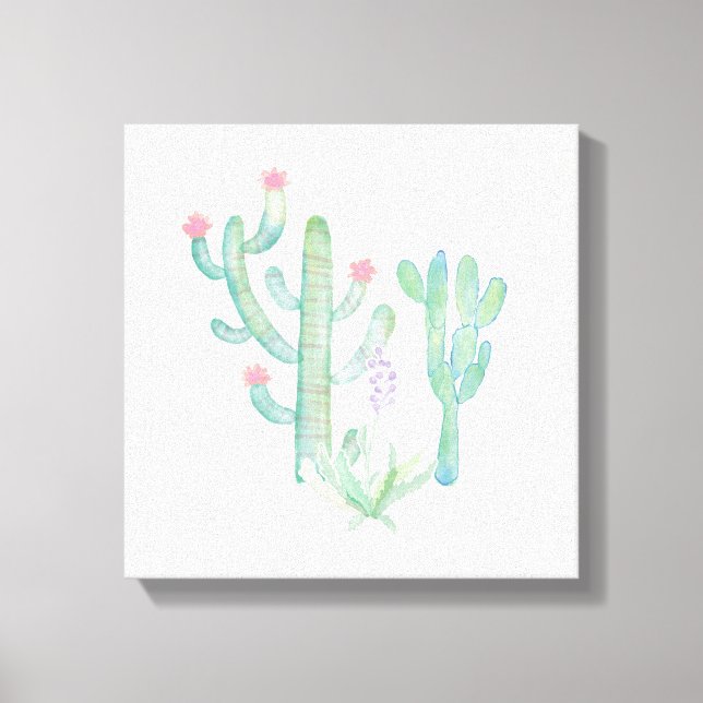 Toile Aquarelle bohémienne Cactus (Recto)