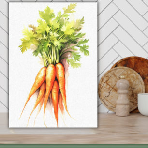 Toile Aquarelle Carottes Veggie Art pour cuisine