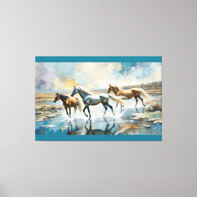 Toile Aquarelle Chevaux sauvages (Recto)