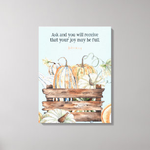 Toile Aquarelle Chute Citrouilles Avec Joie Bible Verse