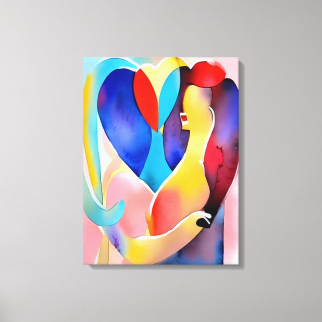 Toile Aquarelle Coeur de l'amour Art (Recto)