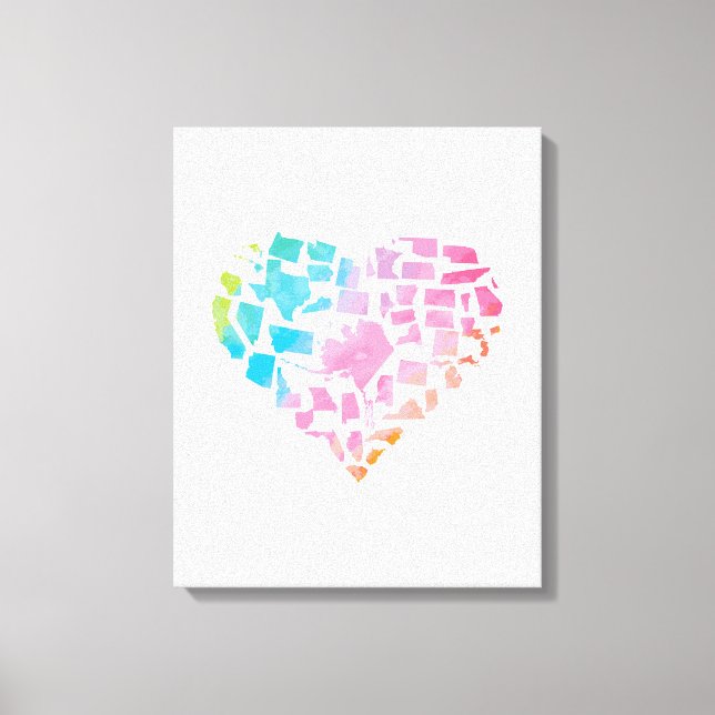 Toile Aquarelle Coeur des États-Unis (Recto)