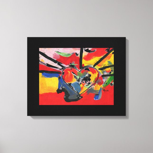 Toile Aquarelle colorée coeur abstrait (Recto)