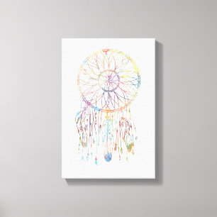 Toile Aquarelle colorée Dreamcatcher lunatique