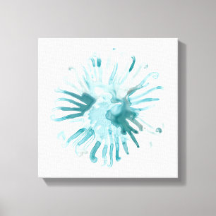 Toile Aquarelle Corail - Bleu 2