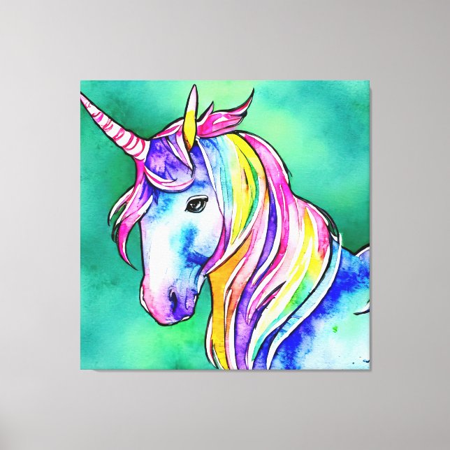 Toile Aquarelle couleur unicorne peinture (Recto)