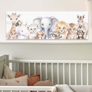 Toile Aquarelle Cute Safari Jungle Baby Animaux