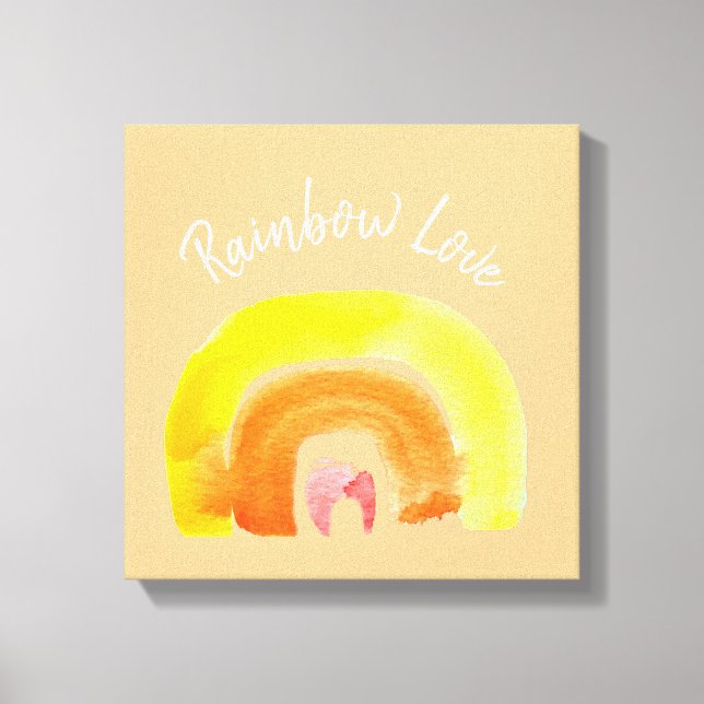 Toile Aquarelle d'amour arc-en-ciel orange (Recto)