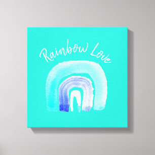 Toile Aquarelle d'amour bleu arc-en-ciel