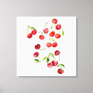 Toile Aquarelle de cerise rouge