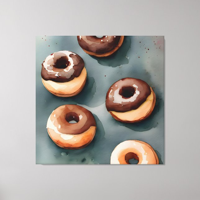 Toile Aquarelle de Donuts au chocolat (Recto)