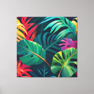 Toile Aquarelle de feuillage tropical Paradis