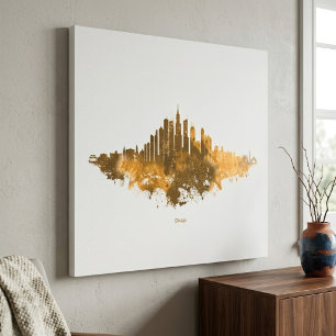 Toile Aquarelle de la skyline de Chicago, paysage urbain