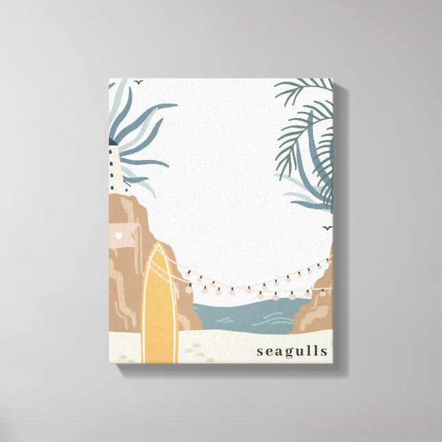 Toile Aquarelle de plage de mouettes (Recto)