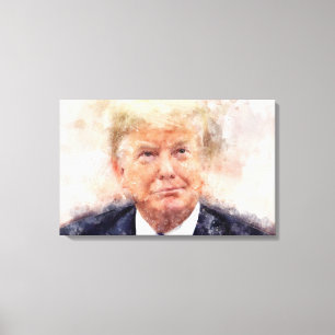 Toile Aquarelle de portrait souriant Donald Trump