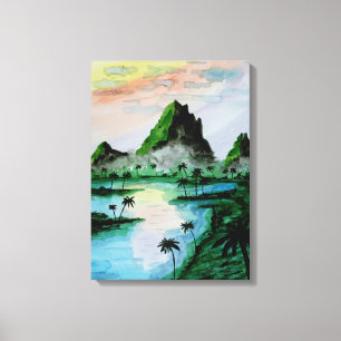 Toile Aquarelle des monts Sumatra