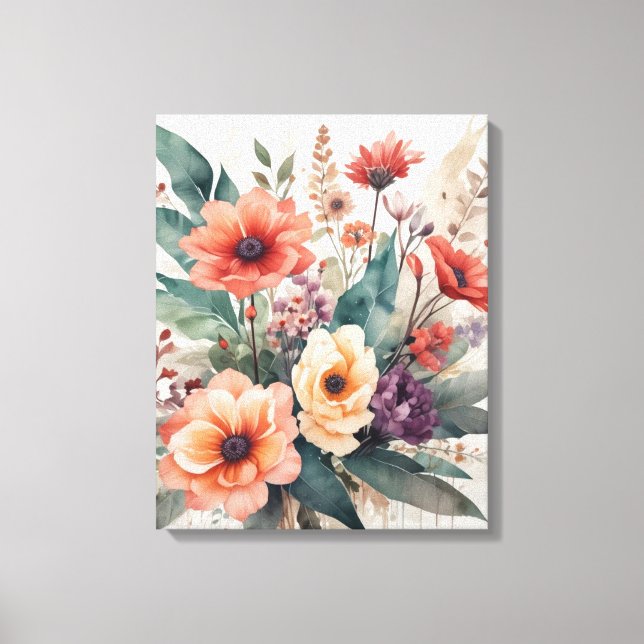 Toile Aquarelle douce Bouquet floral (Recto)