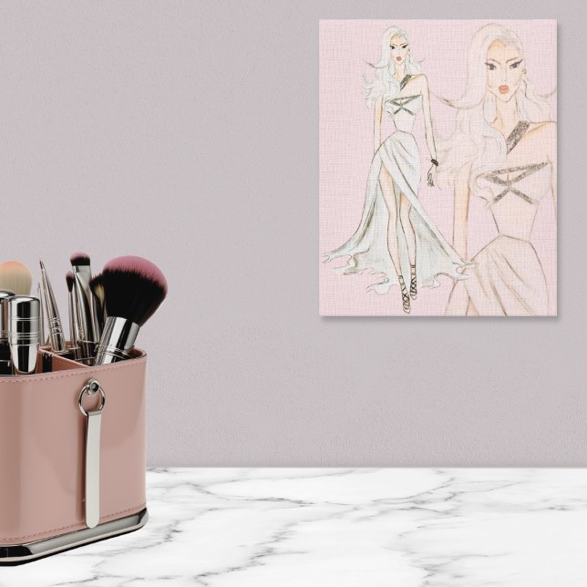 Toile Aquarelle Dusty Rose Vogue Modèle mode (Créateur téléchargé)
