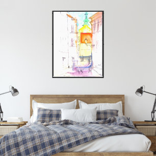 Toile Aquarelle facile et dessin à l'encre d'un magasin