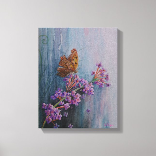 Toile Aquarelle Fleur et Papillon (Recto)