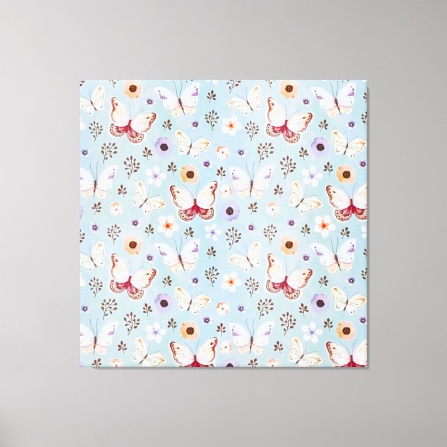 Toile Aquarelle Florale Papillon (Recto)