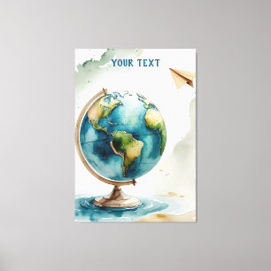 Toile Aquarelle Globe Art - Où que vous alliez