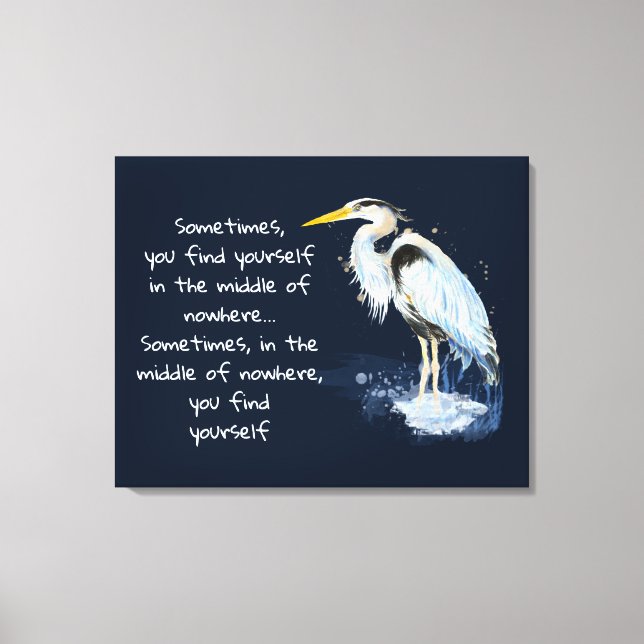 Toile Aquarelle Great Blue Heron Citation Inspirante (Recto)