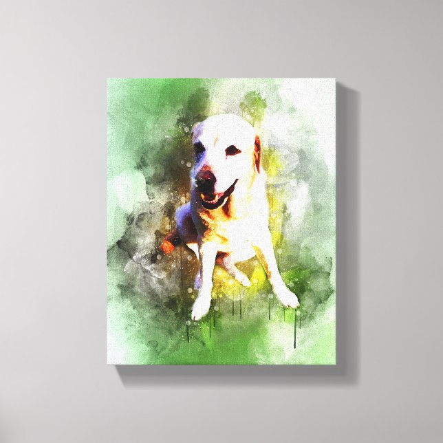 Toile Aquarelle Labrador En Vert (Recto)