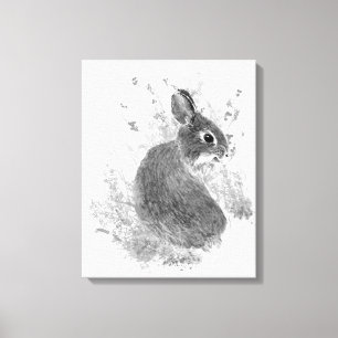 Toile Aquarelle Lapin Mignon Animalier