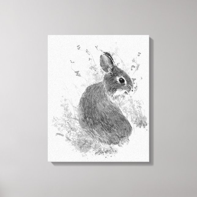 Toile Aquarelle Lapin Mignon Animalier (Recto)