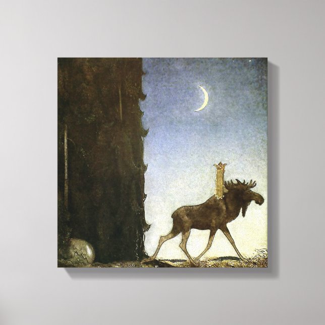 Toile Aquarelle « Leap the Elk » de John Bauer (Recto)