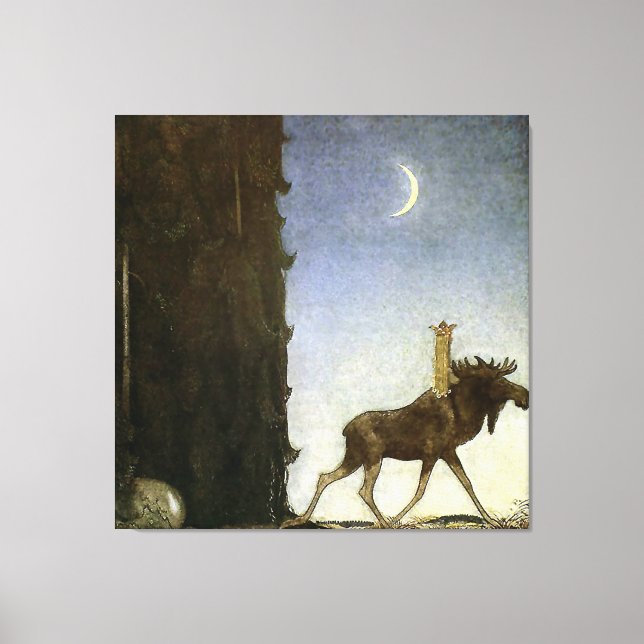 Toile Aquarelle « Leap the Elk » de John Bauer (Recto)