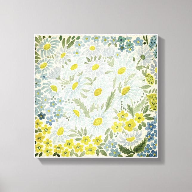 Toile Aquarelle. Les fleurs du champ. Chamomille (Recto)