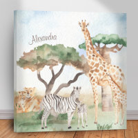 Aquarelle maman et bébé Animaux africains
