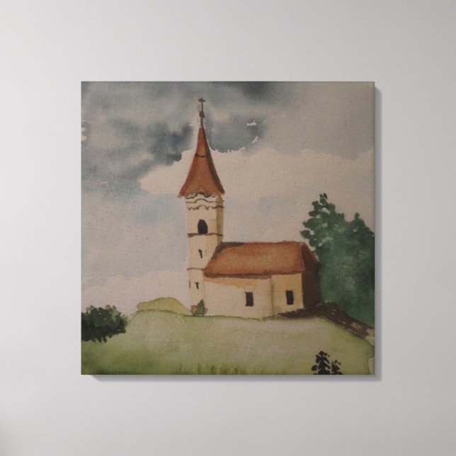 Toile Aquarelle médiévale de l'église anglaise (Recto)