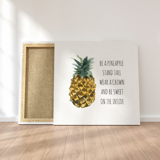 Toile Aquarelle moderne ananas et citation amusante posi (Créateur téléchargé)