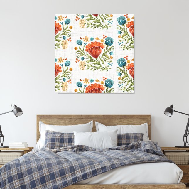 Toile Aquarelle Moderne Fleur Motif Earthy Whimsical (Insitu(Chambre))