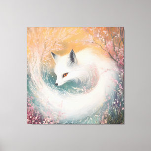 Toile Aquarelle Mystic Bloom Spring Fox