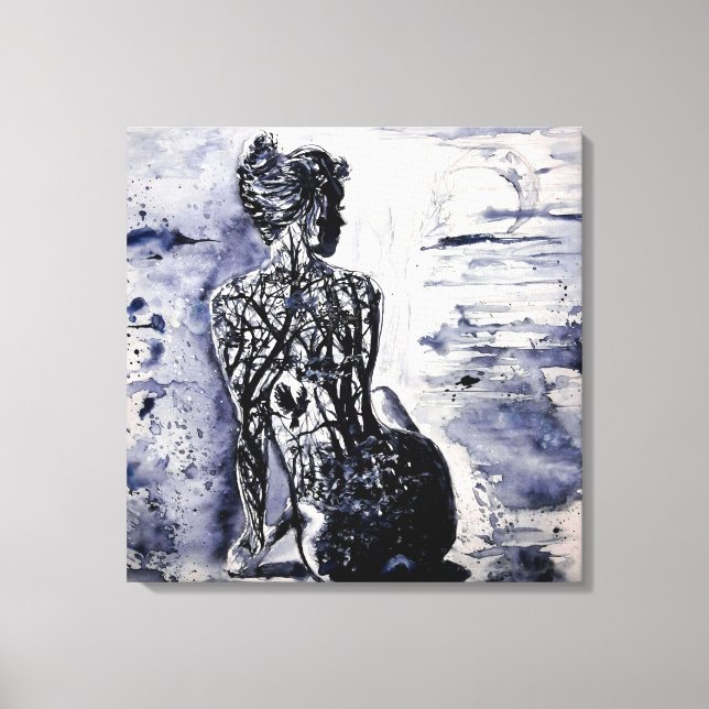Toile Aquarelle - Nature Dame - Noir & Blanc (Recto)