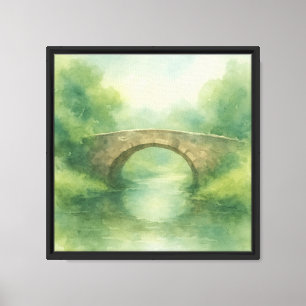 Toile Aquarelle Old Stone Bridge