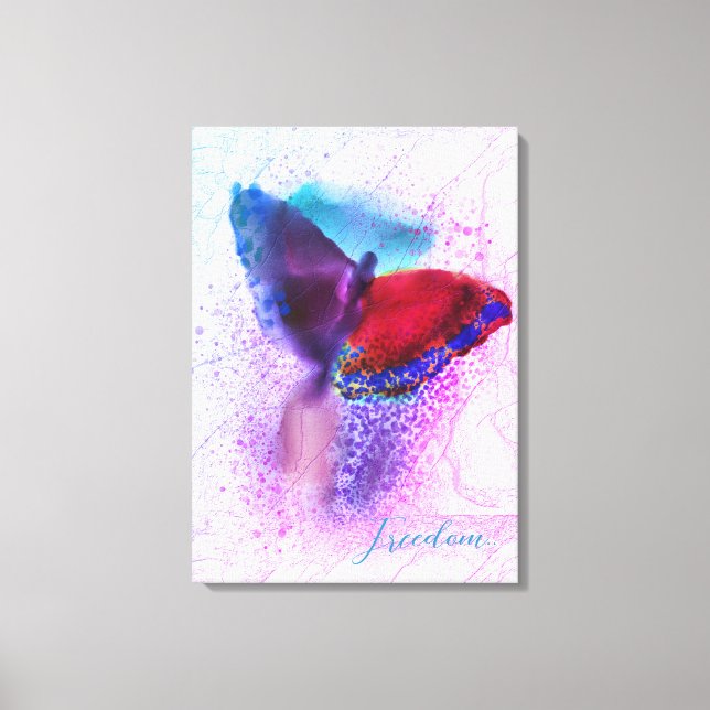 Toile Aquarelle Ombre Papillon rose et violet (Recto)