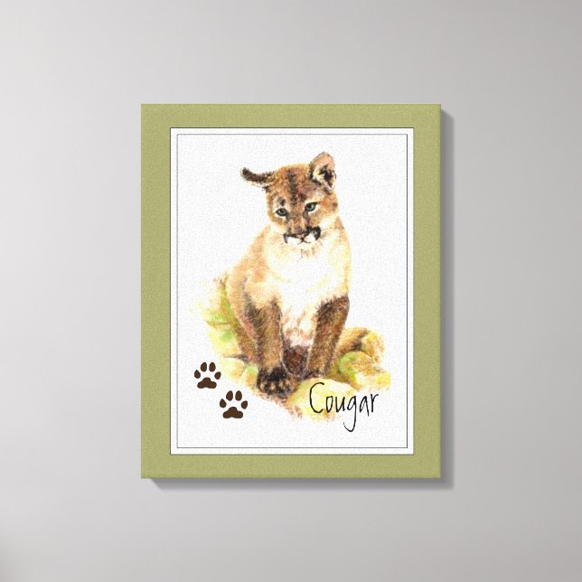 Toile Aquarelle originale Cougar Puma Mountain Lion Club (Recto)