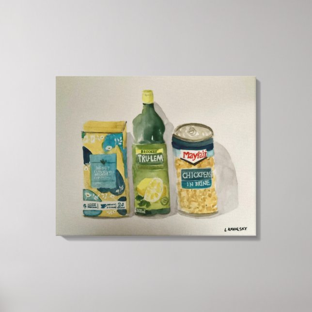 Toile Aquarelle originale "Thé Chamomile & Jus de citron (Recto)