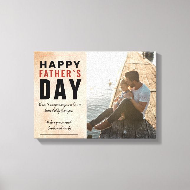 Toile Aquarelle papa heureux Père`s Day Photo (Recto)