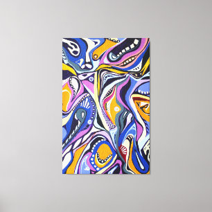 Toile Aquarelle peinte à la main Artdeco moderne