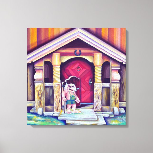 Toile Aquarelle peinte à la main Troll scandinave (Recto)