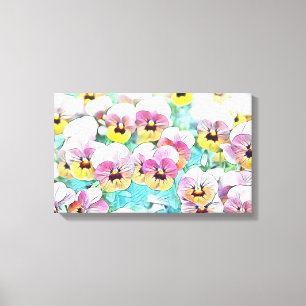 Toile Aquarelle peinte de panneaux blancs jaune rose