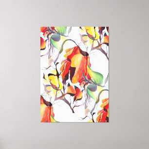 Toile Aquarelle peinte Rare tropical Fleurs de Jungle