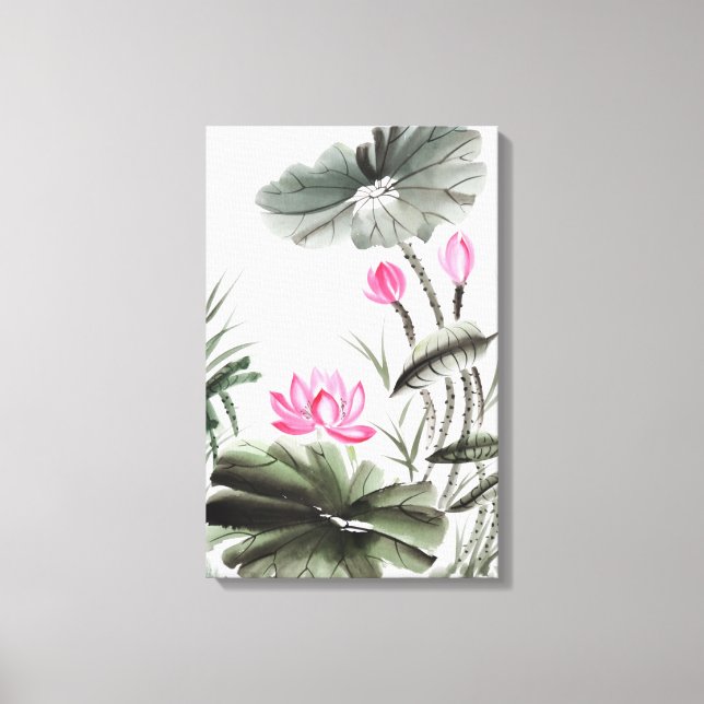 Toile Aquarelle Peinture De Fleur De Lotus (Recto)